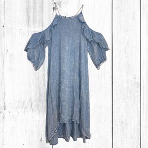 Carole Christian Cold Shoulder Ruffle Sleeve Dress